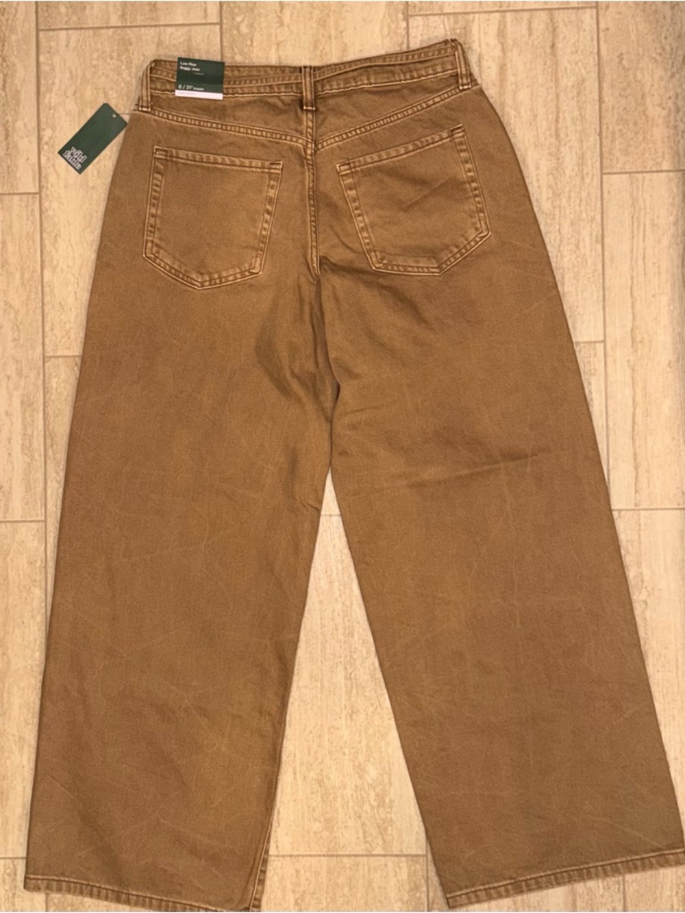 NWT WILD FABLE Brown Wide-Leg Tie-Waist Women’s Rigid Denim Low Rise Size 6/R - Picture 5 of 14